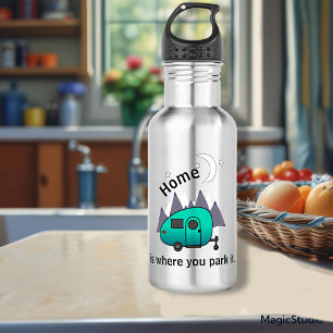 Teal Blue Teardrop Camper  532 Ml Water Bottle