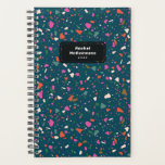 Teal Blue Terrazzo Planner with Name and Year<br><div class="desc">Start your year off on the right foot with this personalised and chic week and month planner featuring a pattern fresh terrazzo flecks on a teal blue green background. Don't forget to customise the front with the year and name of your choice!</div>