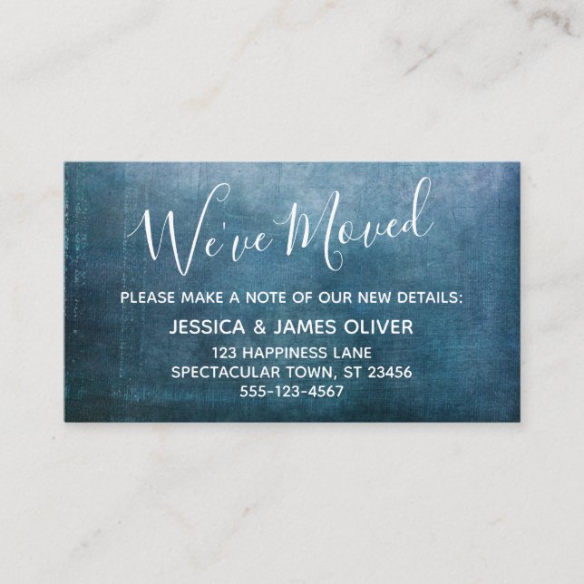 Teal Blue Textured Grunge "We've Moved Enclosure Card (Front)