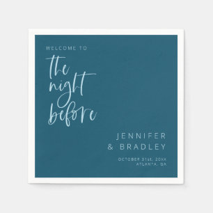 Teal Blue The Night Before Rehearsal Dinner  Napkin