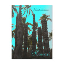 Teal blue tiki theme greeting postcard