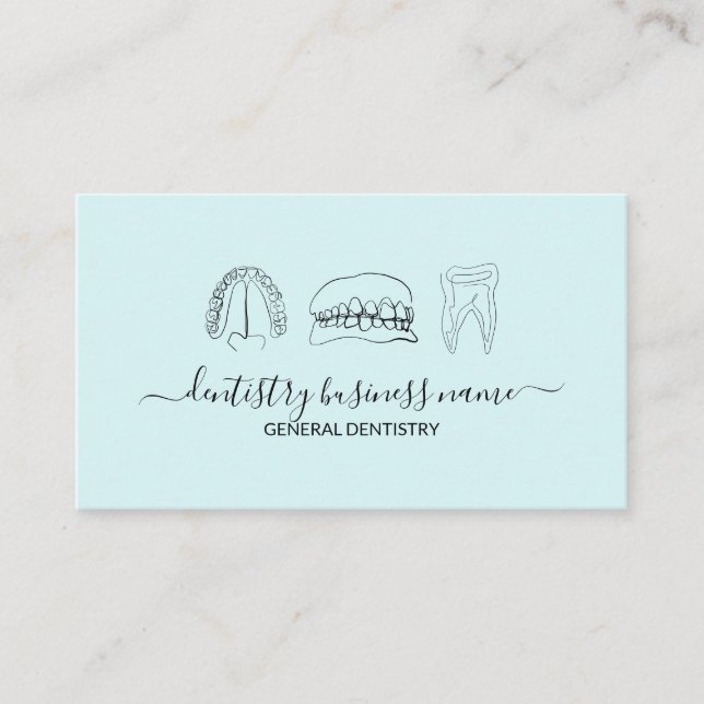 Teal blue Tooth whitening dental Business Card (Front)
