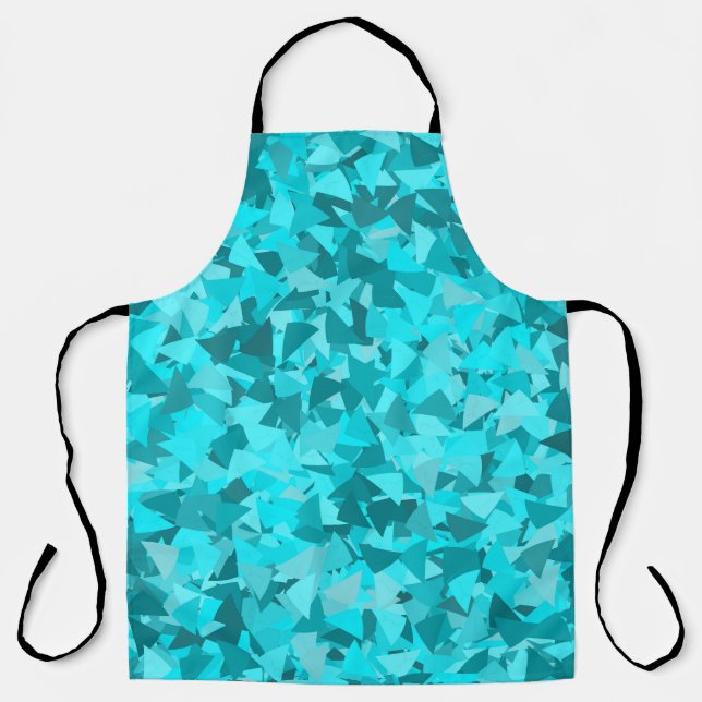 Teal Blue Triangle Pattern Apron (Front)