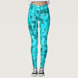 Teal Blue Triangle Pattern Leggings