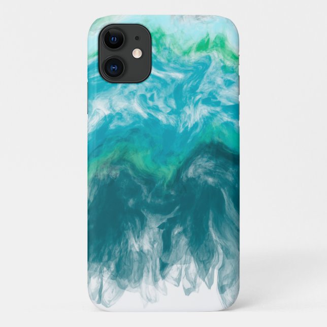 Teal Blue Turquoise Digital Ocean Fluid Art Case-Mate iPhone Case (Back)