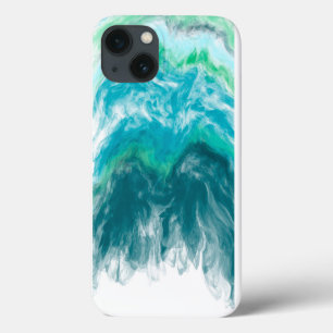 Teal Blue Turquoise Digital Ocean Fluid Art iPhone 13 Case