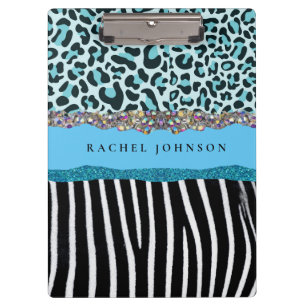 Teal Blue Turquoise Girly Modern Glam Retro  Clipboard