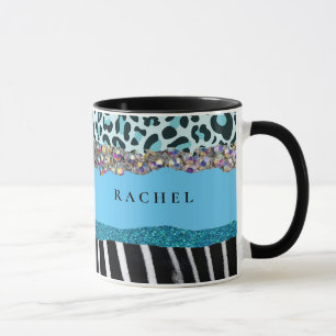 Teal Blue Turquoise Girly Modern Glam Retro Mug