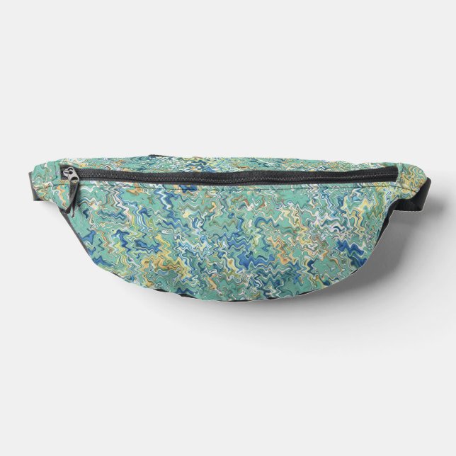 Teal Blue Turquoise Green Chic Unique Pattern  Bum Bags (Lay Down)