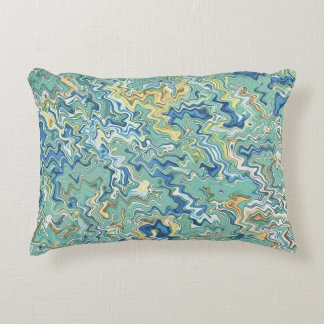 Teal Blue Turquoise Green Chic Unique Pattern  Decorative Cushion (Front)