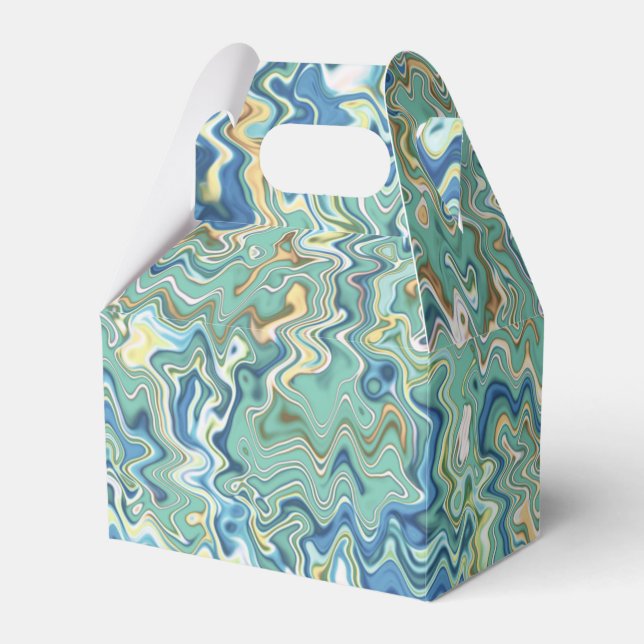 Teal Blue Turquoise Green Chic Unique Pattern  Favour Box (Front Side)