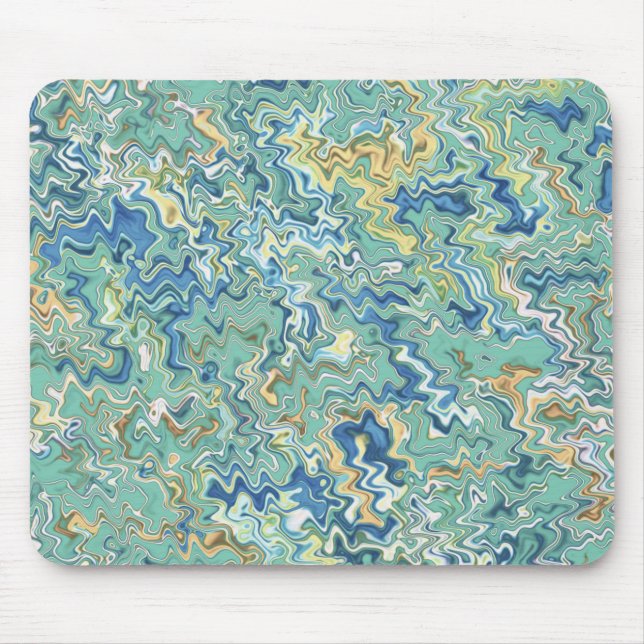 Teal Blue Turquoise Green Chic Unique Pattern Mouse Mat (Front)