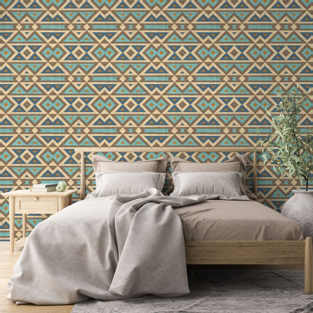 Teal Blue Turquoise Orange Brown Tribal Art Wallpaper (Creator Uploaded)