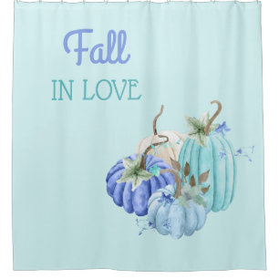 Teal Blue Turquoise Pumpkin Autumn Fall Shower Curtain