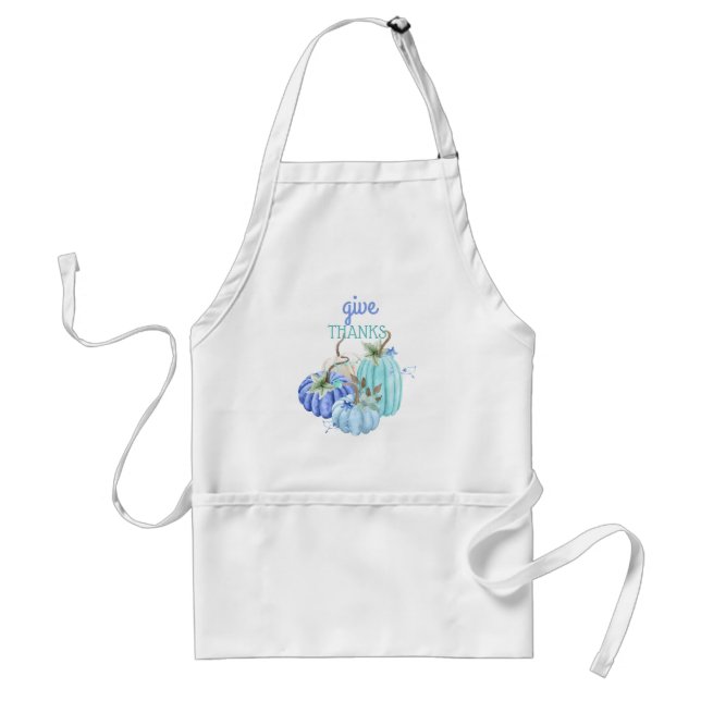 Teal Blue Turquoise Pumpkin Autumn Fall Standard Apron (Front)
