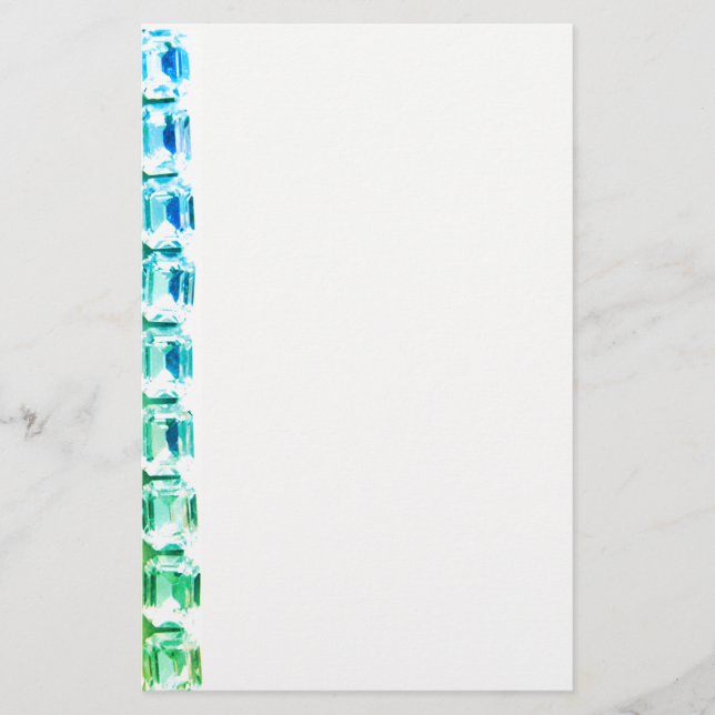 Teal blue vintage diamonds, teal blue gemstones  stationery (Front)