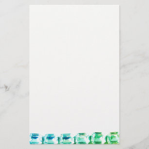 Teal blue vintage diamonds, teal blue gemstones stationery