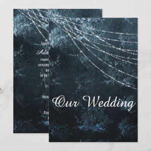 TEAL BLUE VINTAGE ELEGANT WEDDING INVITATION