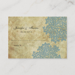 Teal Blue Vintage Floral Seating Card