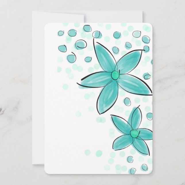 Teal Blue Watercolor Floral Pattern (Front)
