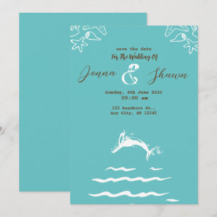Teal Blue Watercolor Ombre Mandala We Eloped Invit Invitation