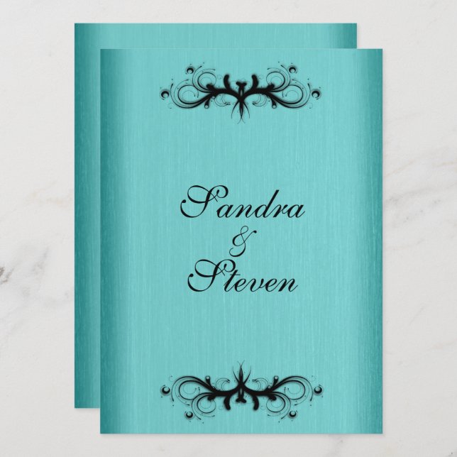 Teal Blue Wedding Invitation (Front/Back)