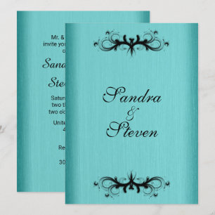 Teal Blue Wedding Invitation