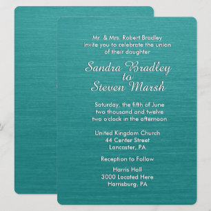 Teal Blue Wedding Invitation