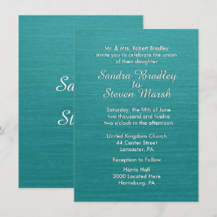 Teal Blue Wedding Invitation