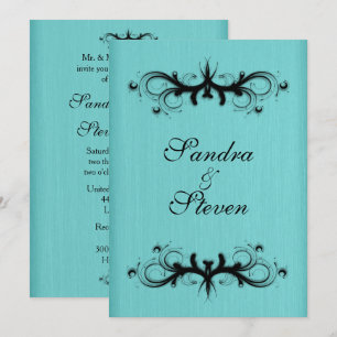 Teal Blue Wedding Invitation 5" x 7"
