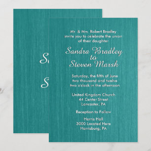Teal Blue Wedding Invitation 5" x 7"
