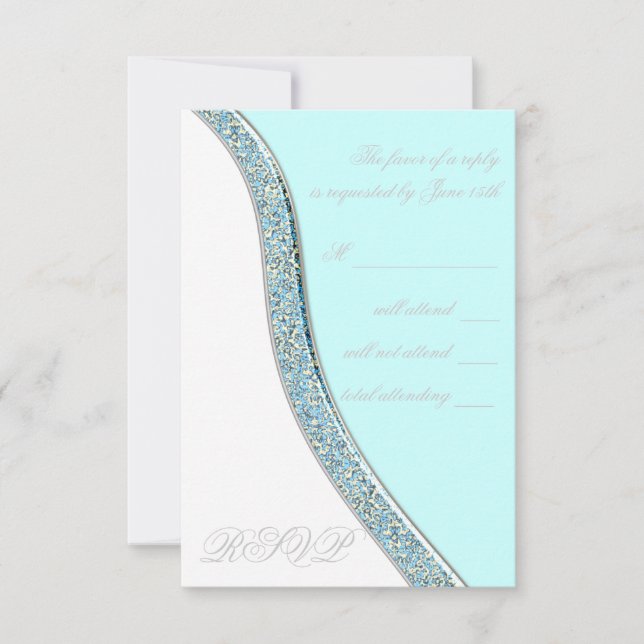 Teal Blue Wedding RSVP Card (Front)