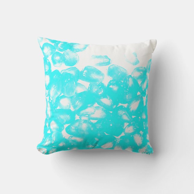Teal Blue White Abstract Pattern Modern Gift Favou Cushion (Front)