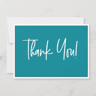 Teal Blue White Company Logo Social Thank You Card