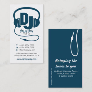 teal blue & white DJ promoter business card