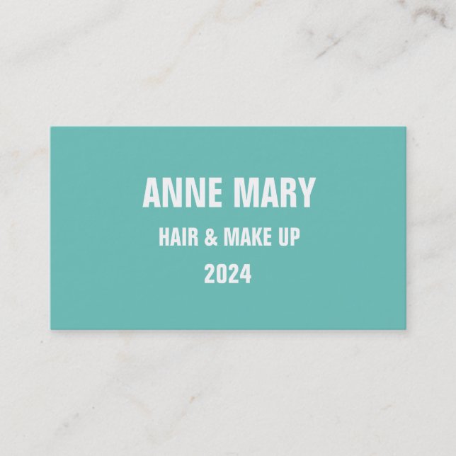 Teal Blue White Hair & Make Up Stylish Modern 2024 Business Card (Front)