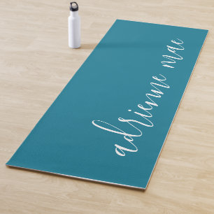 Teal Blue & White Personalised Reversible Yoga Mat