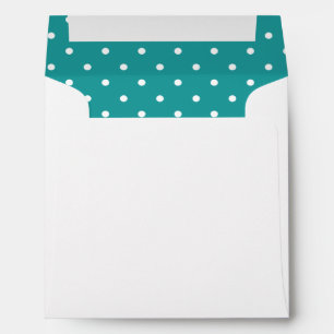 Teal Blue White Polka Dot Lined Envelopes