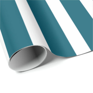 Teal Blue White Stripes Minimal Modern Pattern Wrapping Paper
