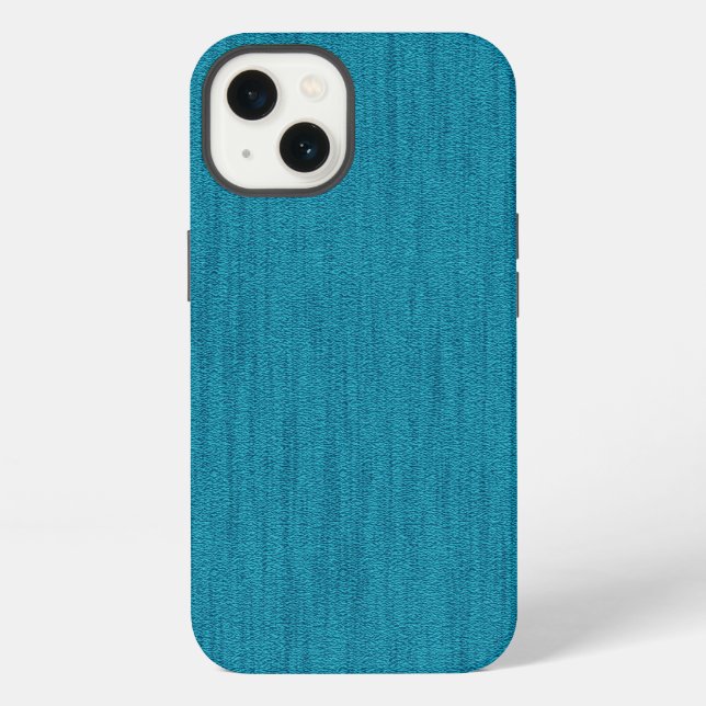 Teal Blue Wood Grain Monogram iPhone Case (Back)