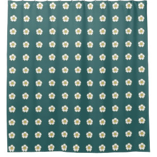 teal blue yellow and white Buttercup Flowers Shower Curtain