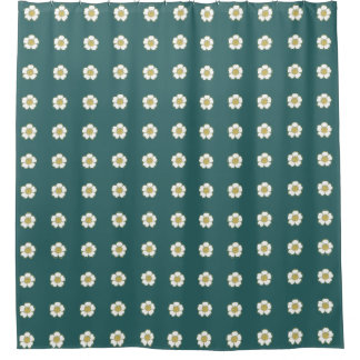 teal blue yellow and white Buttercup Flowers Shower Curtain