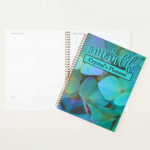 Teal blue yellow pink hydrangeas flowers #momlife planner