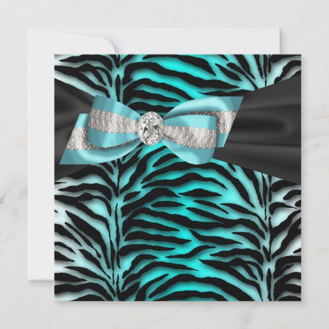 Teal Blue Zebra All Occasion Party Invitation (Front)