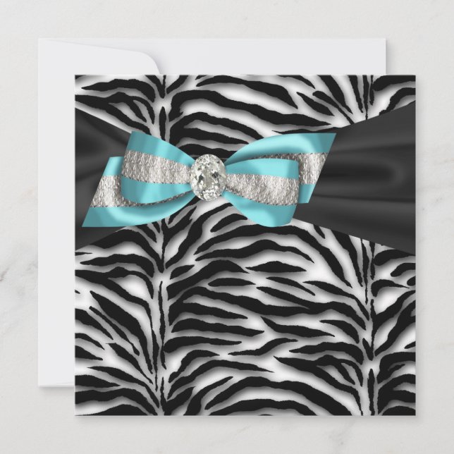 Teal Blue Zebra All Occasion Party Invitation (Front)
