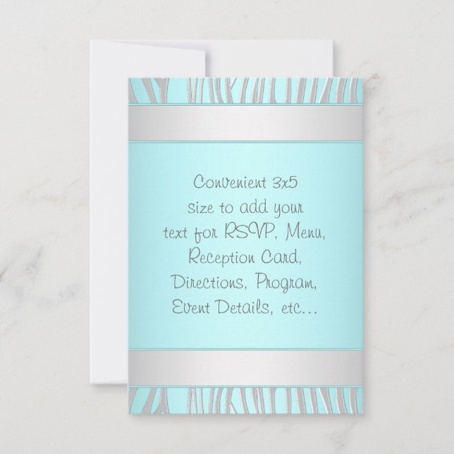 Teal Blue Zebra RSVP All Purpose Card (Front)