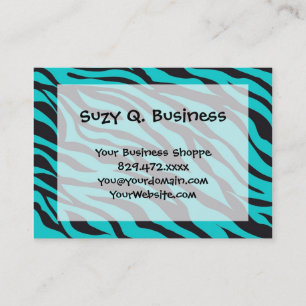 Teal Blue Zebra Stripes Wild Animal Prints Novelty Business Card