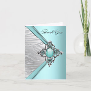 Teal Blue Zebra Thank You Cards