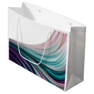 Teal Blush and Gold Silk Design Large Gift Bag
