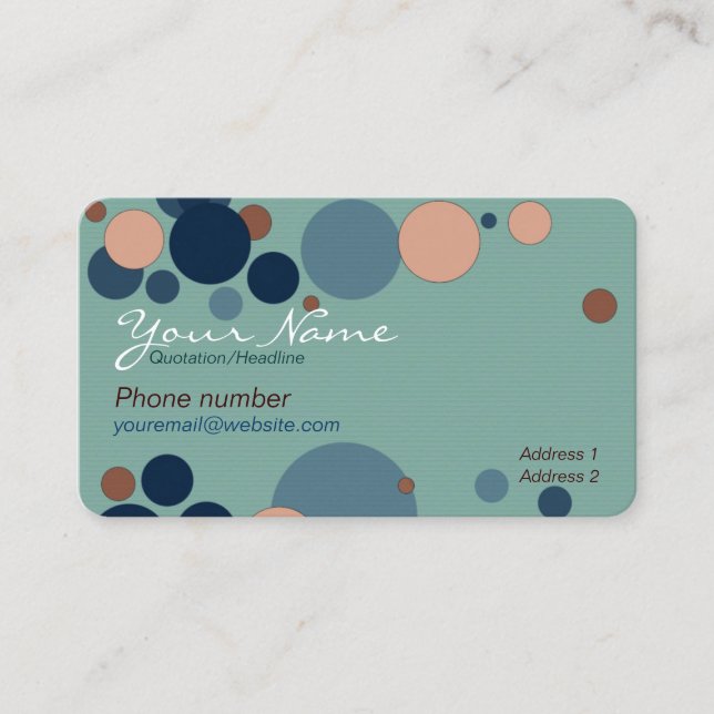 Teal Blush & Blue Colour Floating Bubbles Business Card (Front)